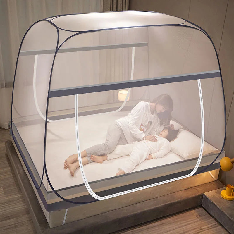 moustiquaire lit adulte pliante polyester blanc gris moderne fixée camping voyageextérieur