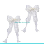 ruban décoratif soie blanc noir dentelle élégant classique moderne fenêtre attache pompon translucent
