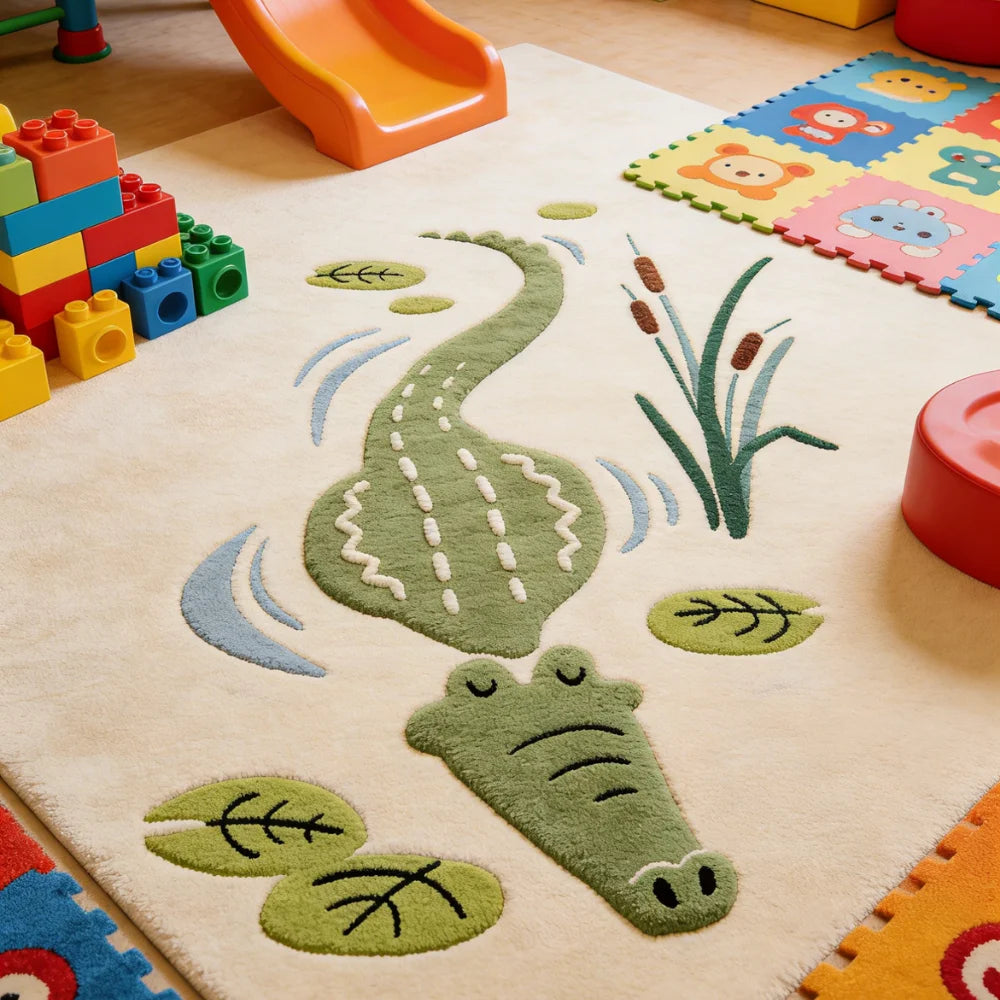 tapis moderne peluche rectangle beige motif floral adhésif salon familial prièreextérieur