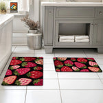 tapis moderne fraises noir rouge rose anti dérapant entrée bain couloir soft polyeste