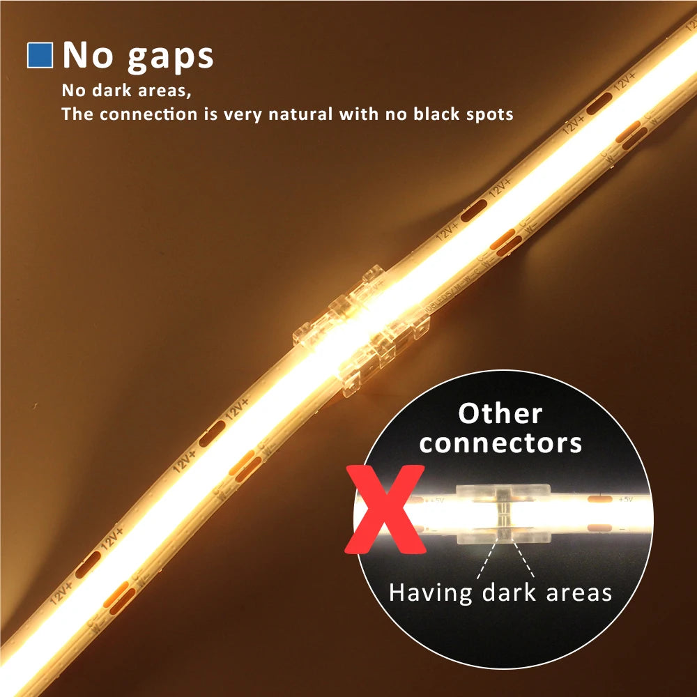 connecteurs led transparents 2pin 3pin clips câbles rgb cct cob 5v 12v 30v ul