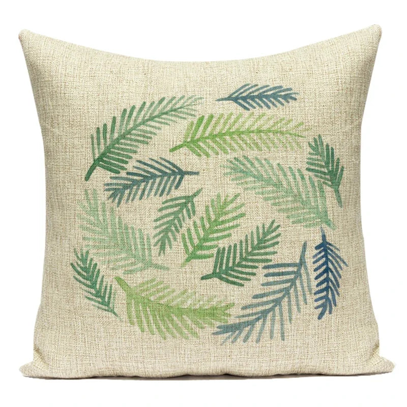 coussins carrés modernes motifs géométriques feuilles vertes tropicales couverture polyester coton