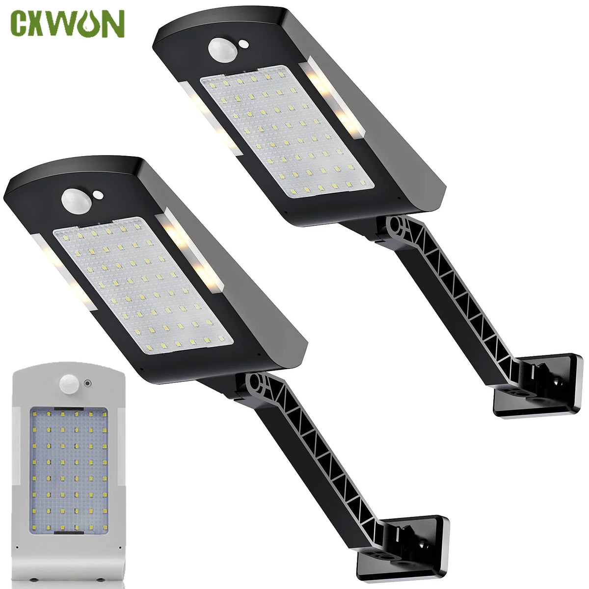 lampe solaire moderne noire led ip65 étanche capteur mouvement autoinstallation extérieur jardin clôture