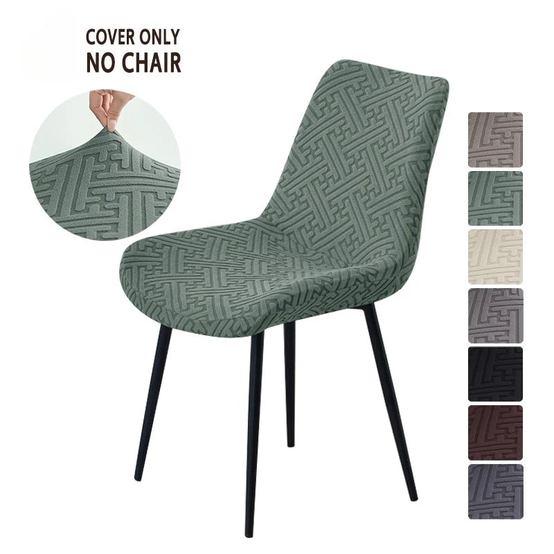 housse chaise extensible jacquard motif géométrique moderne fauteuil salle manger