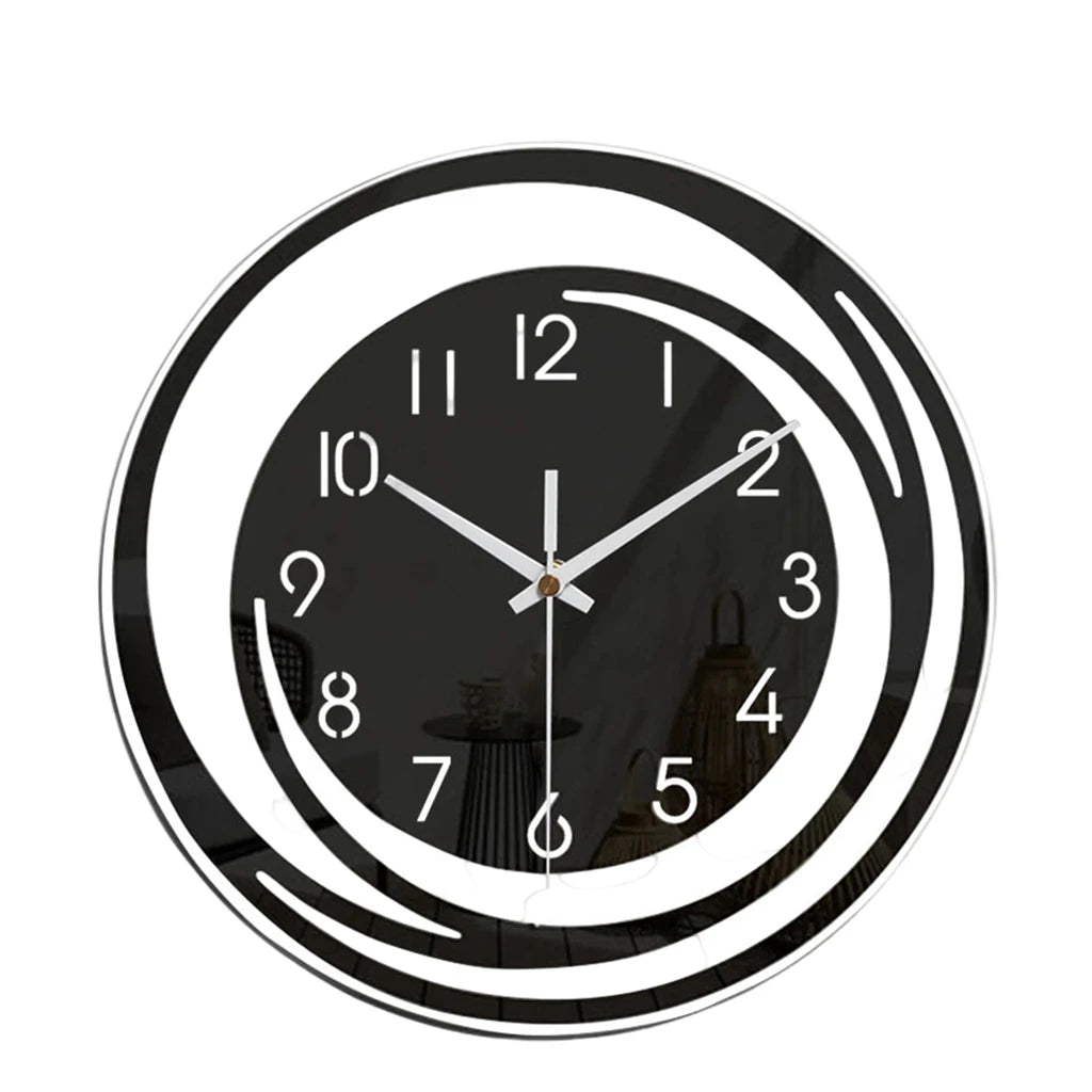 horloge murale moderne acrylique noire aiguilles numeros abstrait salon chambre coucher