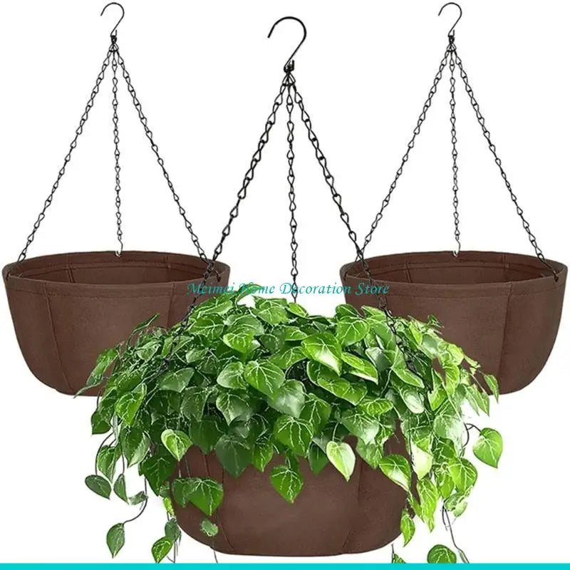 panier suspendu marron moderne crochet chaînes extérieur élégant résistant texturé caractère espace embellir jardin