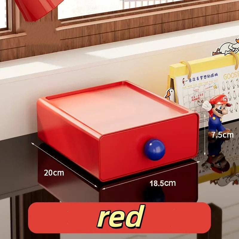 boîtes tiroirs coulissantes moderne vert blanc rouge matériaux abs rangement organisation papeterie minimaliste