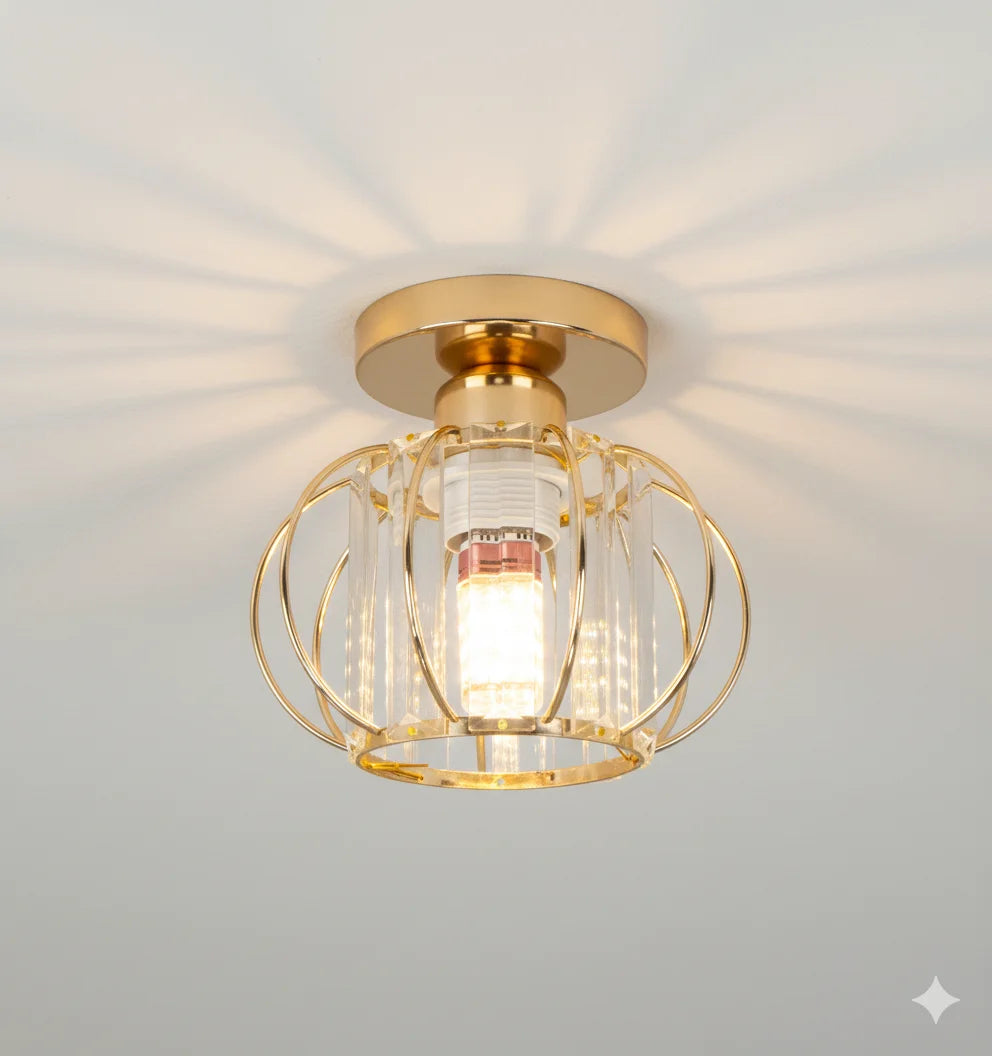 lampe moderne élégante cristal doré transparent autoinstallation couloir balcon hall entrée