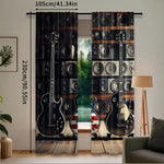 rideau noir guitares haut parleurs americain polyester moderne graphique 100cm 200cm
