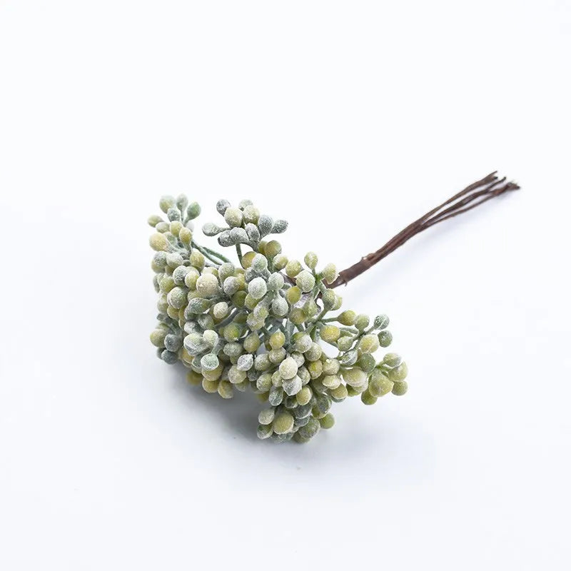 bouquets artificiels naturels vintage extérieurs branches accrochées fleurs boutons vert doré argenté rose six