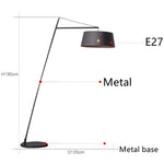 lampe sol moderne gris métallisé base solide interrupteur tactile ampoule e27 filaire 190cm