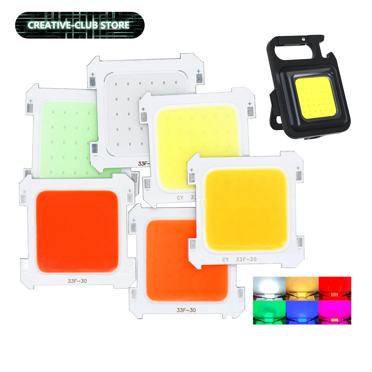 projecteur led cob 3v 5w 30 leds 120deg clip portable camping lumiere cool white