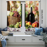 rideaux polyester fleurs fruits classiques beige rouge vert blanc pastorales
