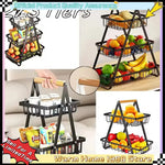 panier fruits métal noir pliable moderne rangement cuisine multifonctionnel organizer snack rack