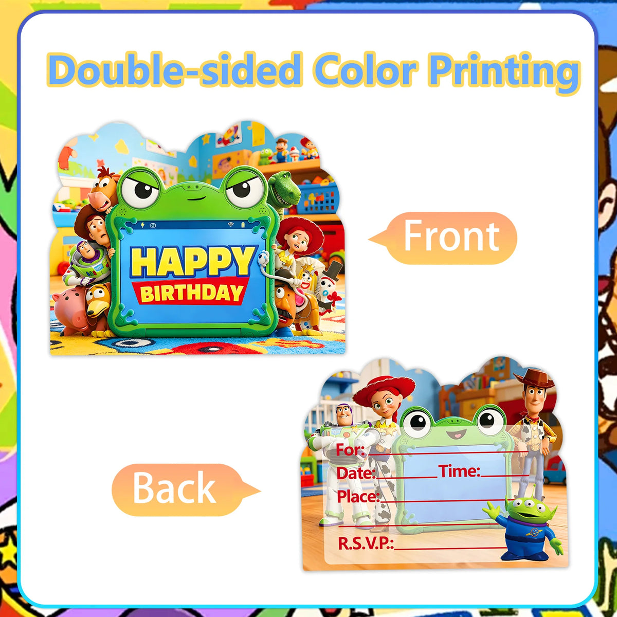 accessoires fête toy story figurines personnages masques yeux boîtes dragées pailles autocollants enveloppes multicolore
