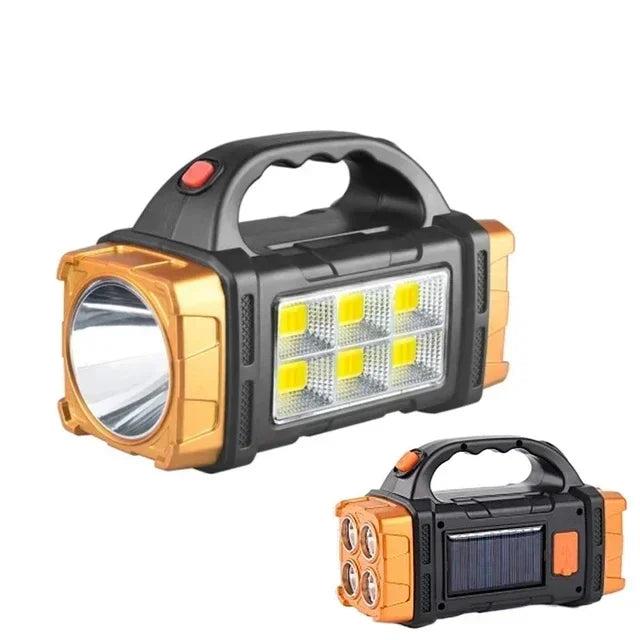 lampe torche led rechargeable solaire banque alimentation multifonctionnelle extérieur moderne noire orangée argentée