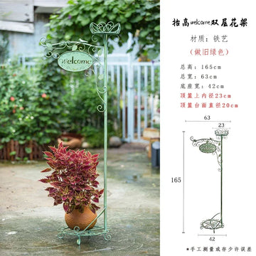 support fleurs panneau bienvenue artisanal grille fixation plantes vert blanc métalextérieur decoration welcome sign