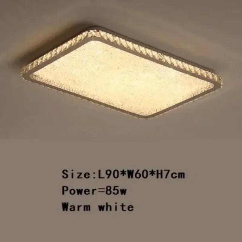 plafonnier led moderne cristaux brillants blanc doré élégant télécommande grande taille verre
