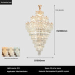 lustre cristal moderne salon doré transparent élégant haute led semi encastrée