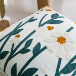 Coussin Carré Coréen Anti Décubitus Coton Polyester Tricot Fleur Brodé Amovible Lavable Moderne