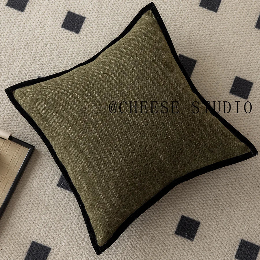 housse coussin moderne vert olive coton polyester respectueux environnement 40x40cm 45x45cm coussins decoration salon