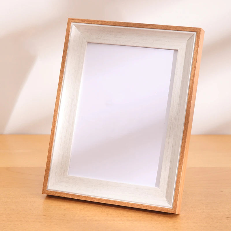 cadre photo rectangle bois blanc moderne minimaliste support mural posable