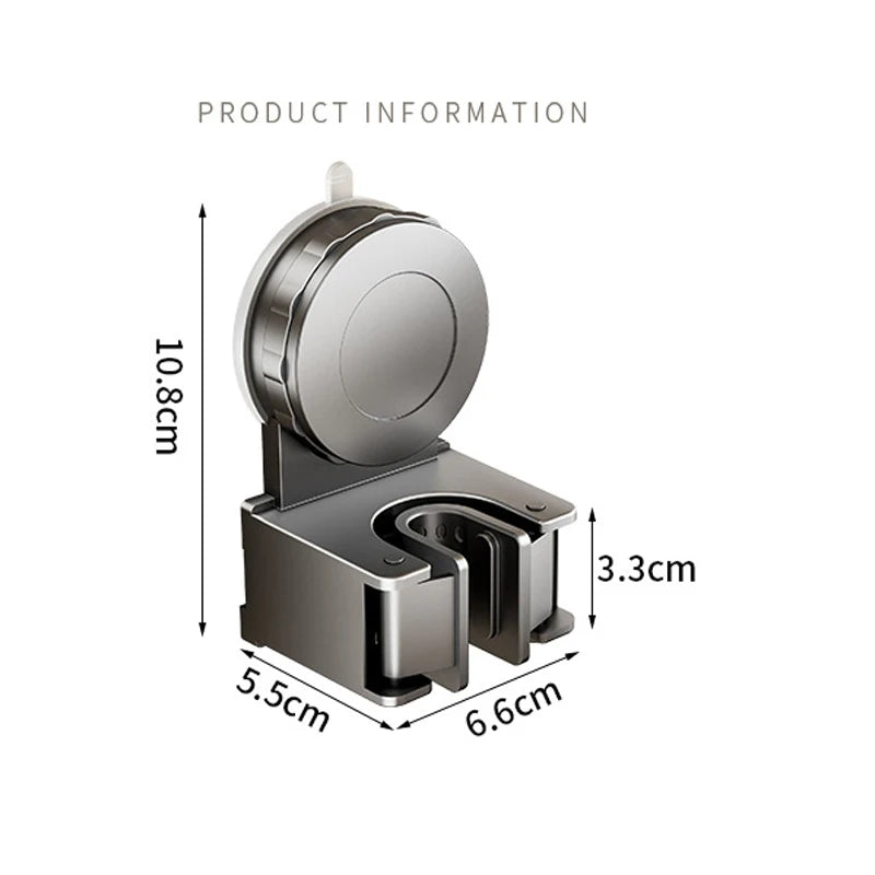 porte balai mural ventouse gris lisse perforations moderne salle bain rangement minimaliste