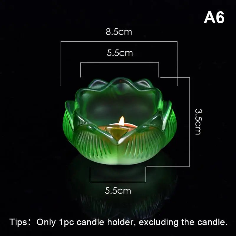 bougeoir verre artisanal forme fleur lotus porte bougie décoratif maison couleur vive opaque