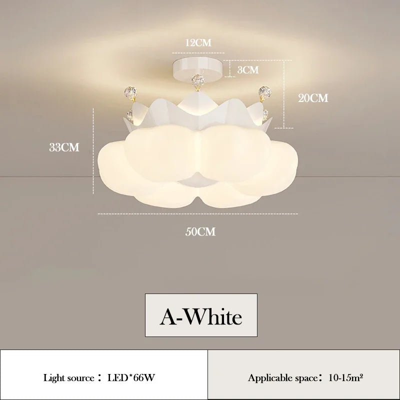 lampe suspendue moderne nuage blanche rose pâle brillante chaînes led minimaliste chambre enfant filles