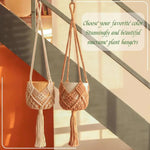 sac suspendu macramé boho hooks plante tissé beige marronclair gris artisanal