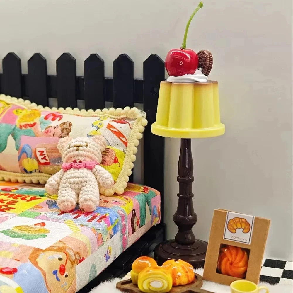 lampe table jaune marron gâteau cerise vintage LED abs chambre enfant deco chambre