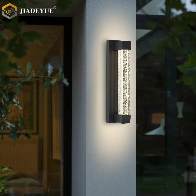 applique murale moderne noire transparente ip65 led éclairage extérieur balcon jardin