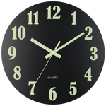 horloge murale moderne bois foncé chiffres blancs texture naturelle pouces facile lecture quartz salon