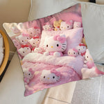housse coussin décorative motif hello kitty rose blanc coton cartoon salon lit