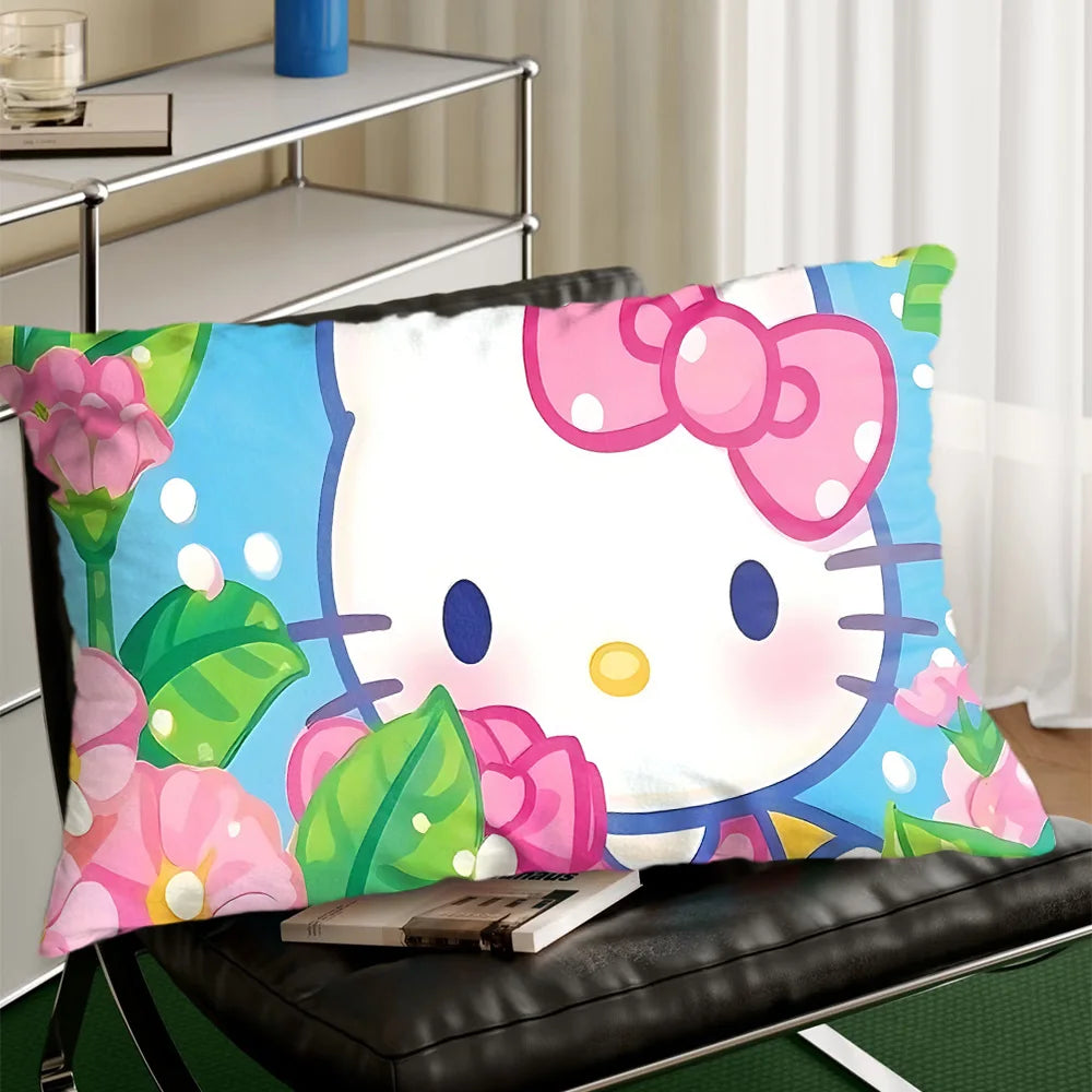 coussins décoratifs imprimés hello kitty bleu blanc rose vert jaune polyester cartoon salon lit