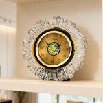 horloge décorative moderne élégante or noir transparent aiguille métal motif abstrait chambre salon