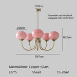lustre moderne rose doré sphères brillantes opalescent semi encastré led