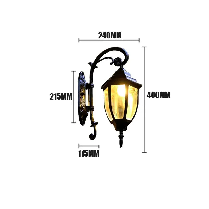 lampe murale vintage classique noir doré verre translucide motifs floraux éclairage nuit étanche industrielle