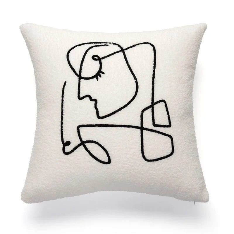 coussins nordiques peluche solides couleurs neutres motif abstraits contemporains maison voiture