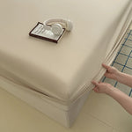 housse lit drap housse matelas beige clair uni satiné élastique moderne lit double