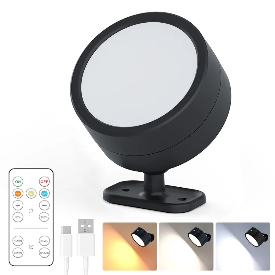lampe murale led moderne télécommande rechargeable blanc noir 360deg rotation tactileRGBOptimal