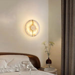 lampe murale moderne applique murale blanche dorée veines marbrées led élégante semi translucide chambre