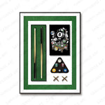 peinture physique 3d queue billard boules vert noir blanc doré moderne cadre aluminium traditionnelle