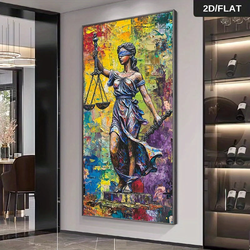 tableau abstrait moderne multicolore peinture toile sans cadre décoration salon mur vertical