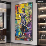 tableau abstrait moderne multicolore peinture toile sans cadre décoration salon mur vertical