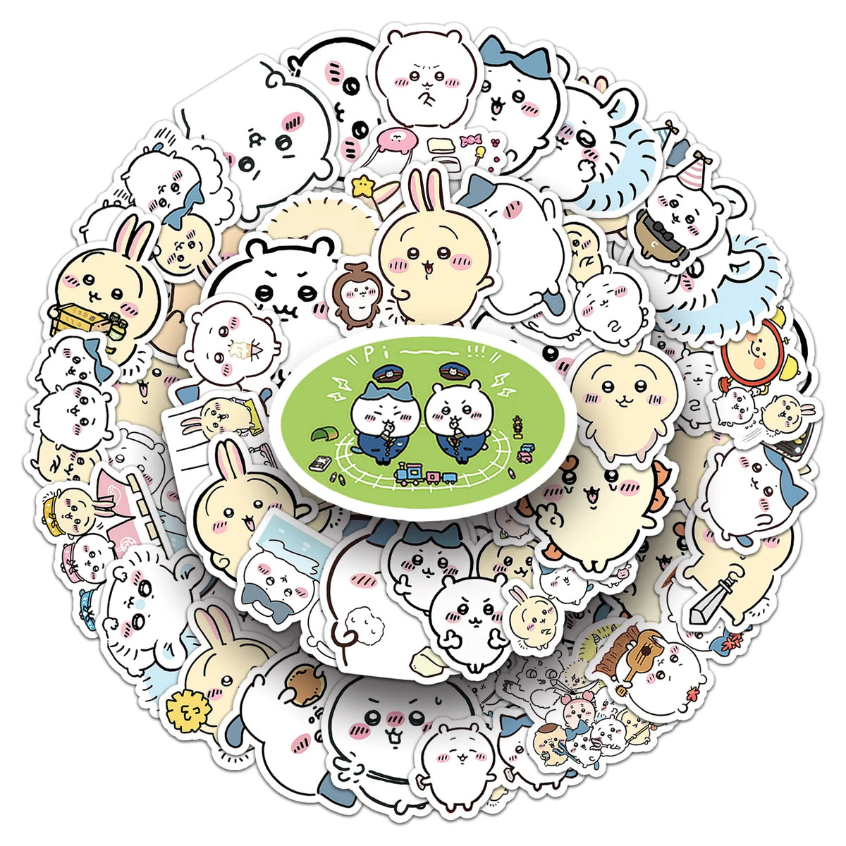 stickers kawaii dessins animés blanc beige bleu rose vert noir 10pcs 30pcs 50pcs
