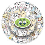 stickers kawaii dessins animés blanc beige bleu rose vert noir 10pcs 30pcs 50pcs