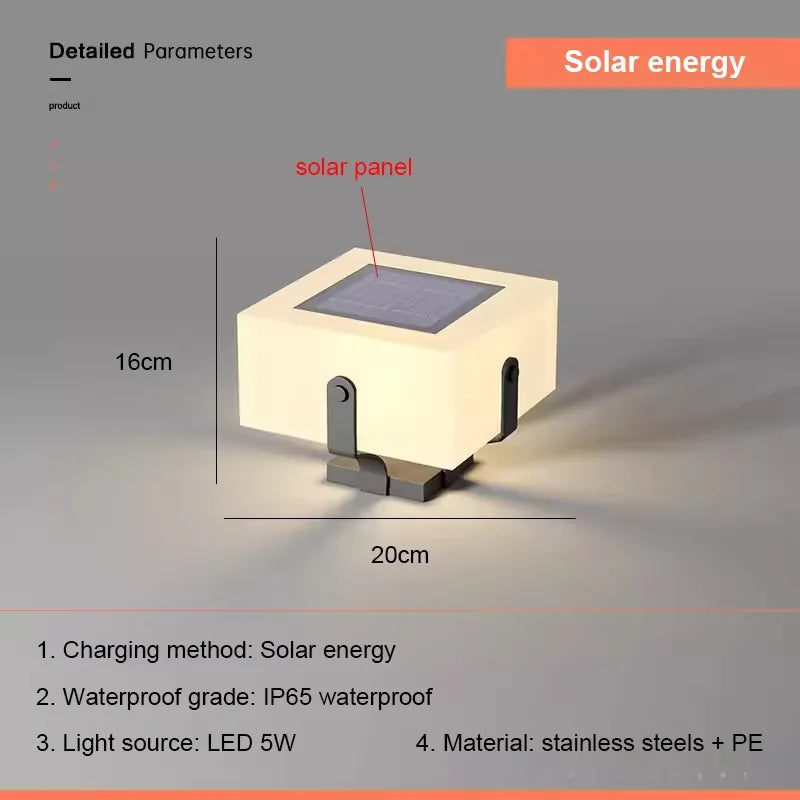 lampe solaire extérieure ip55 led contemporaine minimaliste blanc doré noir