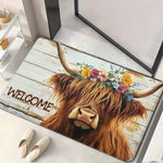 tapis bienvenue vache fleurs géométrique antiplis résistant extérieur salon chambre bain moderne polyester
