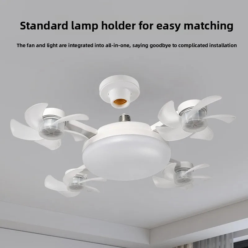 ventilateur moderne lampe led drone forme blanc minimaliste pales lisses e27
